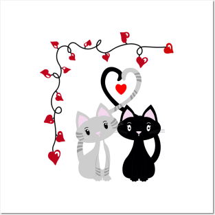 CATS IN LOVE Kittens and Hearts Posters and Art